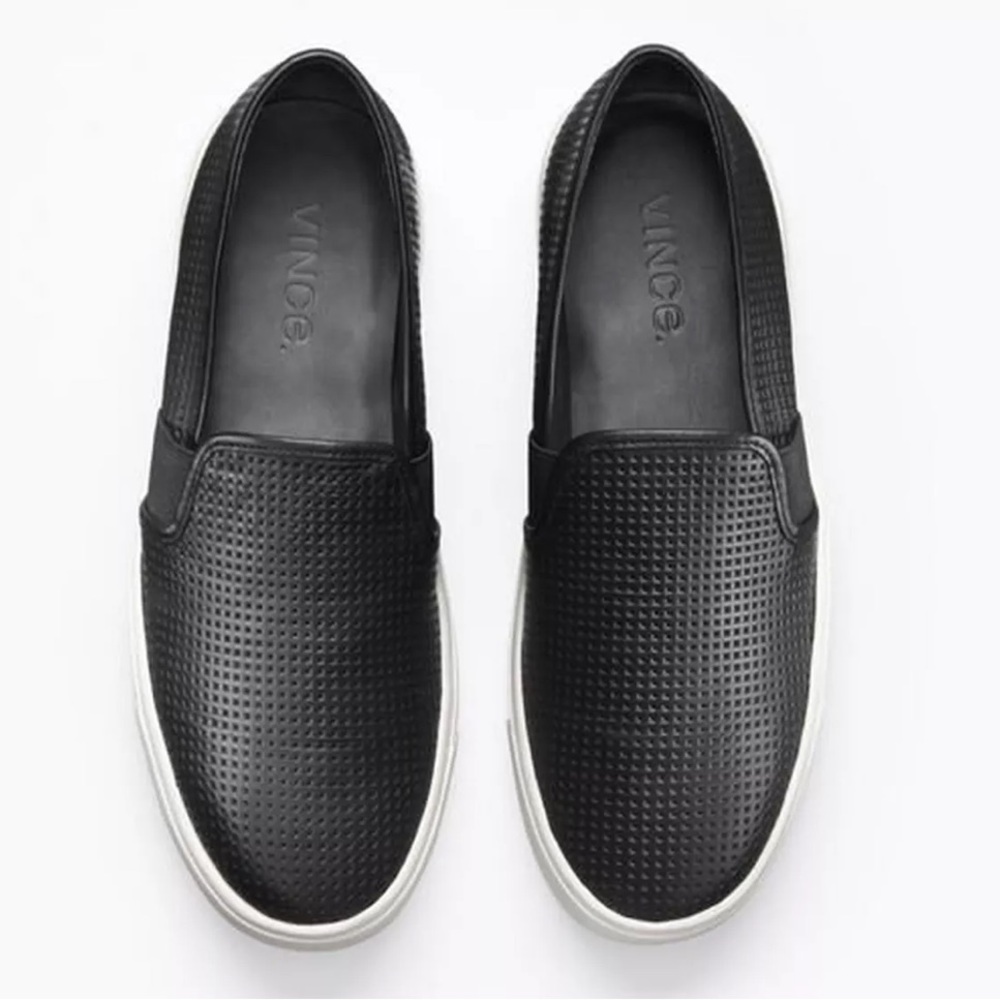 Vince Perforated Leather Blair Sneaker, Black, Size 10